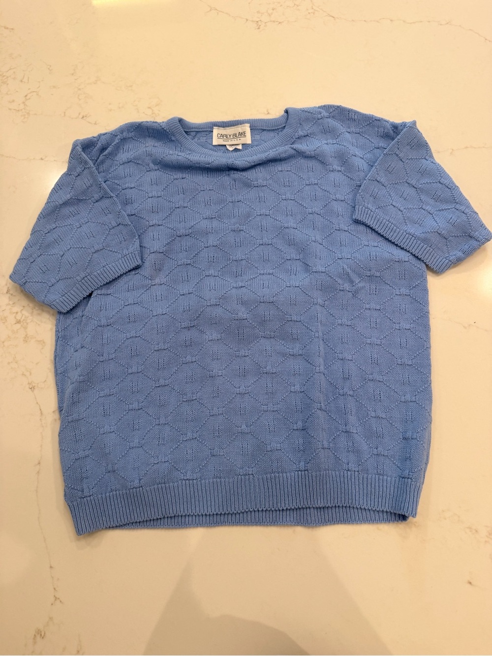 Carly Blake Women’s XL Periwinkle Blue Textured Knit Sweater Made in USA